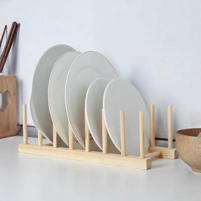Abtropfgestell aus Kiefernholz, Küchenregal aus Holz, Tassenständer, Geschirrständer, Tellerständer