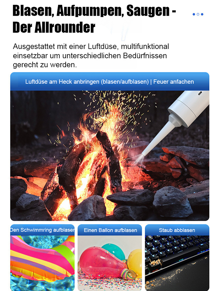【Artefakt zur Autoreinigung】Zwei-in-eins Auto-Staubsauger mit Saug- und Blasfunktion. Kabelloses Saugen ohne Einstecken