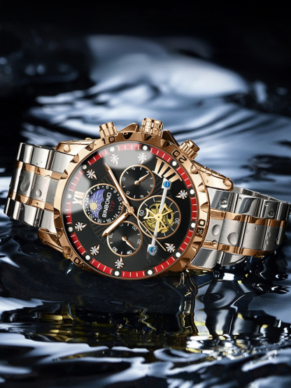 Hochwertige Tourbillon Uhr. Superpräzise Zeitmessung, wasserdicht bis 200 Meter, Leuchtzeiger und kratzfest für 20 Jahre.