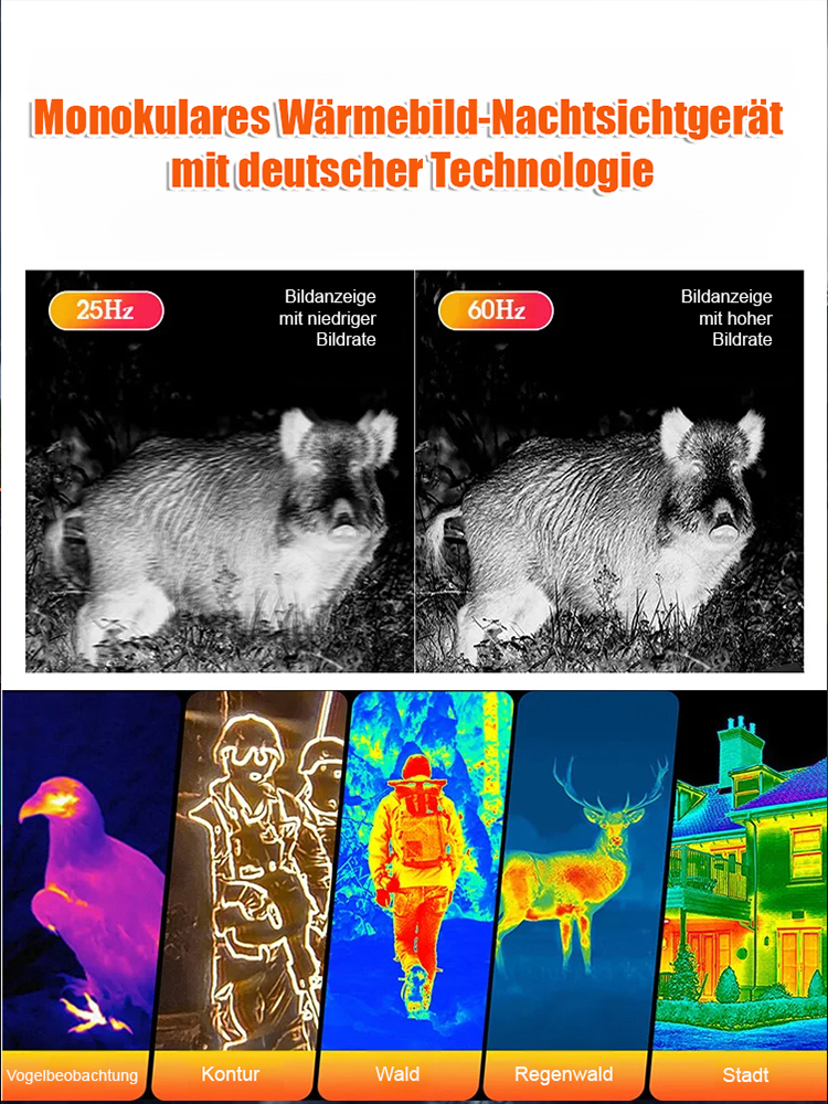 Deutsche Technologie Wärmebildmonokular Nachtsichtgerät.1500 Meter Ultra-Langstreckenortung, Die Die Erkundung Von Objekten In Der Dunkelheit Ermöglicht, Als Wäre Es Tag.