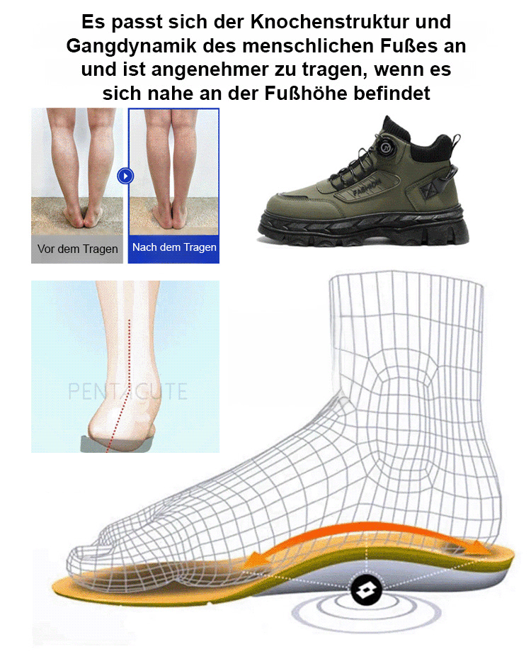 Herbst Vintage-Martinsstiefel ohne Schnürsenkel. Fußgewölbeunterstützung + 3-facher Kälteschutz – die Füße schmerzen auch nach 15 km Fußmarsch nicht.