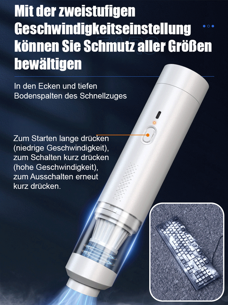 【Artefakt zur Autoreinigung】Zwei-in-eins Auto-Staubsauger mit Saug- und Blasfunktion. Kabelloses Saugen ohne Einstecken