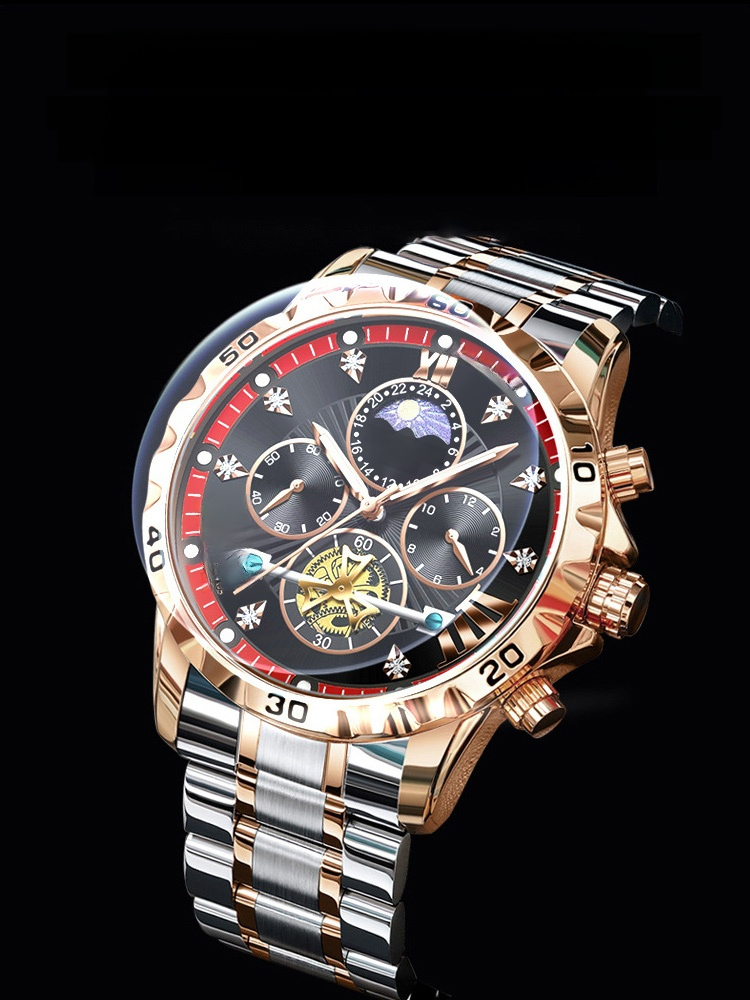 Hochwertige Tourbillon Uhr. Superpräzise Zeitmessung, wasserdicht bis 200 Meter, Leuchtzeiger und kratzfest für 20 Jahre.