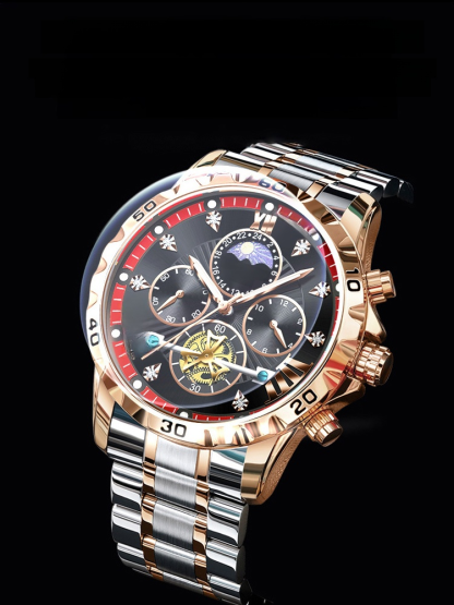 Hochwertige Tourbillon Uhr. Superpräzise Zeitmessung, wasserdicht bis 200 Meter, Leuchtzeiger und kratzfest für 20 Jahre.