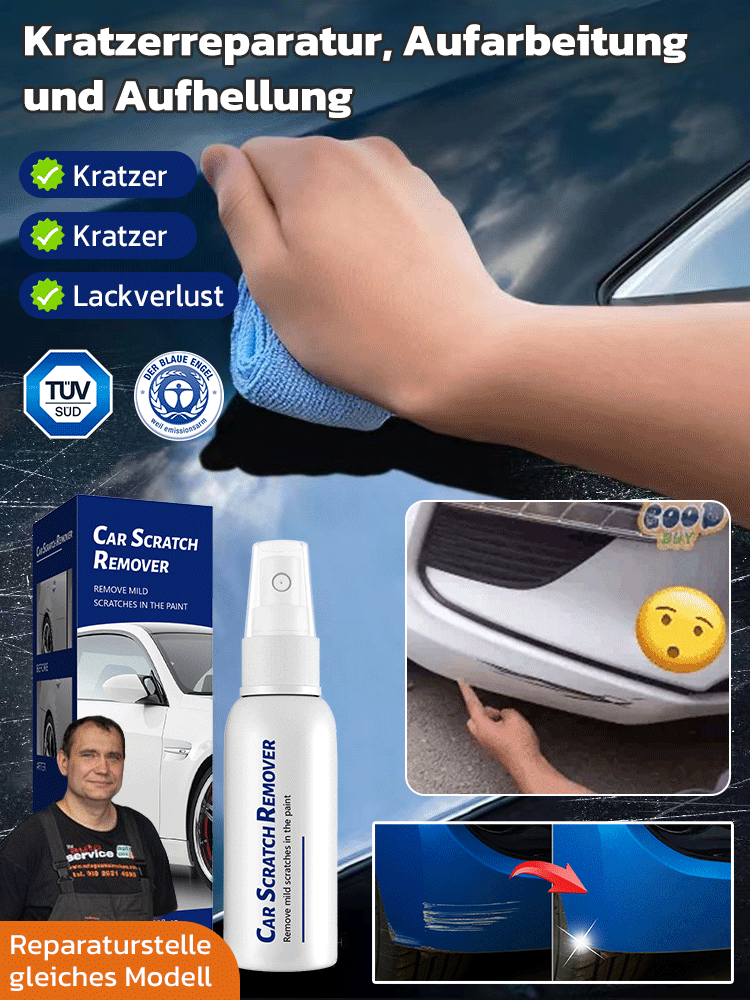 Autokratzern-Reparaturpflege-Spray. Ein Sprühstoß entfernt alle Kratzer