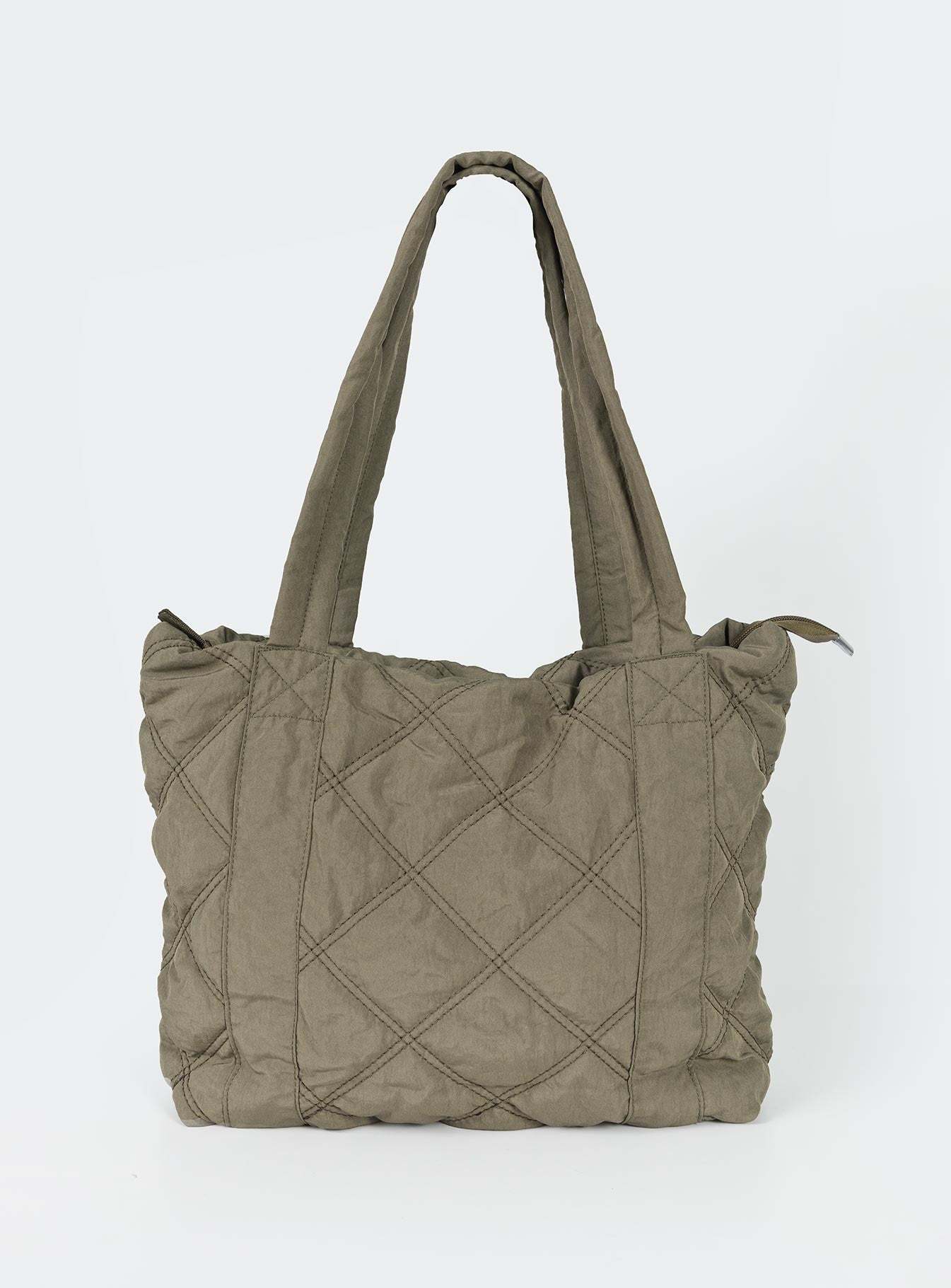 Jovie Nylon Quilted Tote Khaki