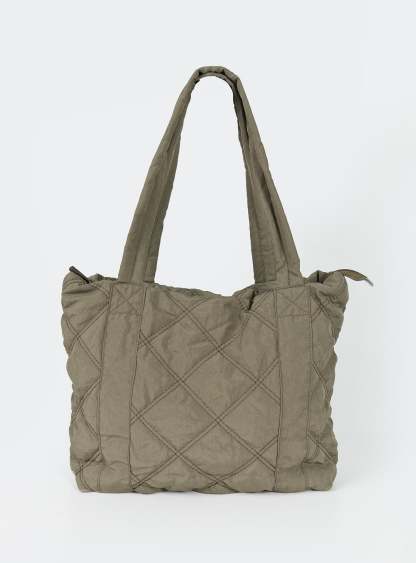 Jovie Nylon Quilted Tote Khaki