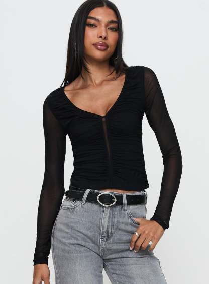 Tenzin Ruched Top Black