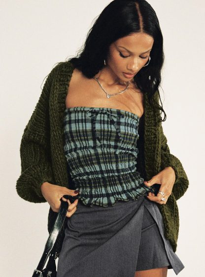 Rigia Top Mono Check Green