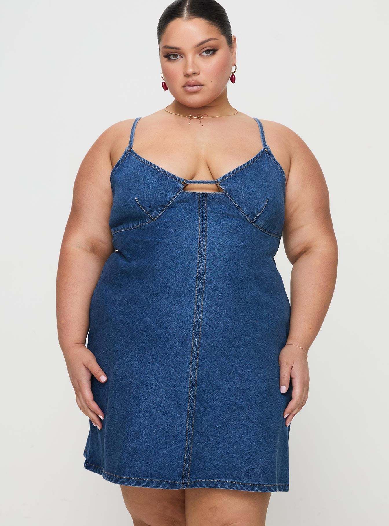 Arwen Denim Mini Dress Blue Curve