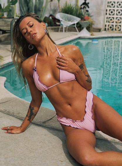 Kathrine High Cut Cheeky Bikini Bottom Pink