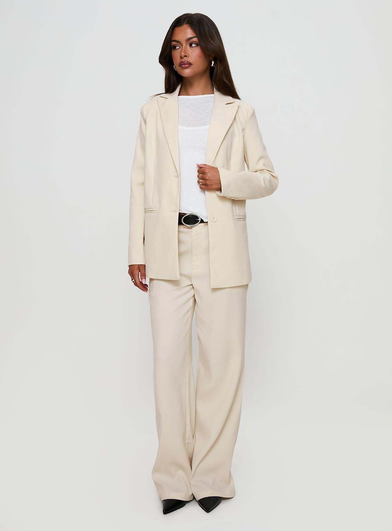 Crowd Pleaser Oversized Blazer Cream