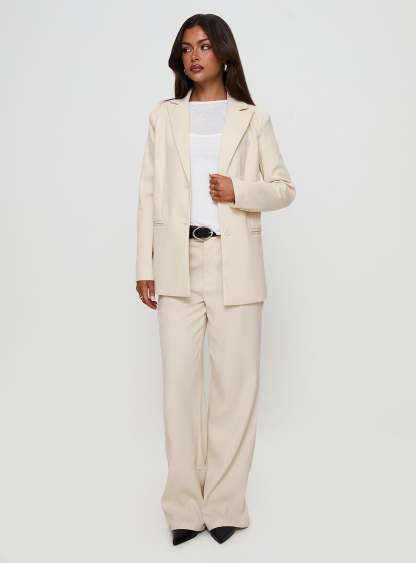 Crowd Pleaser Oversized Blazer Cream