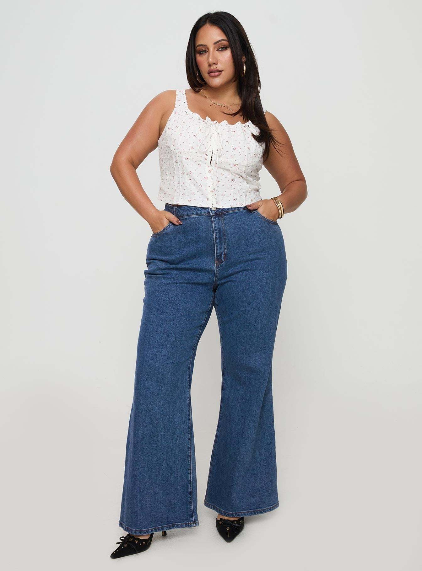 Lucille High Rise Flare Leg Jeans Mid Wash Curve