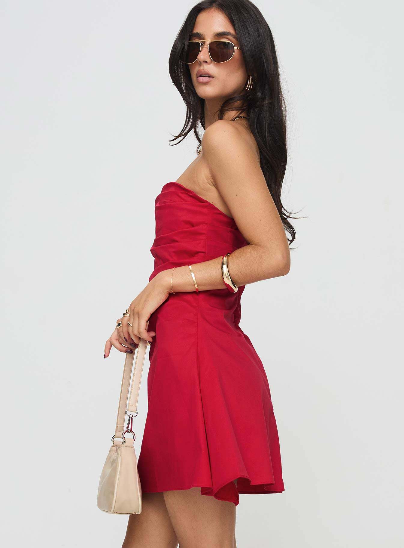 Bradwell Strapless Mini Dress Red Tall