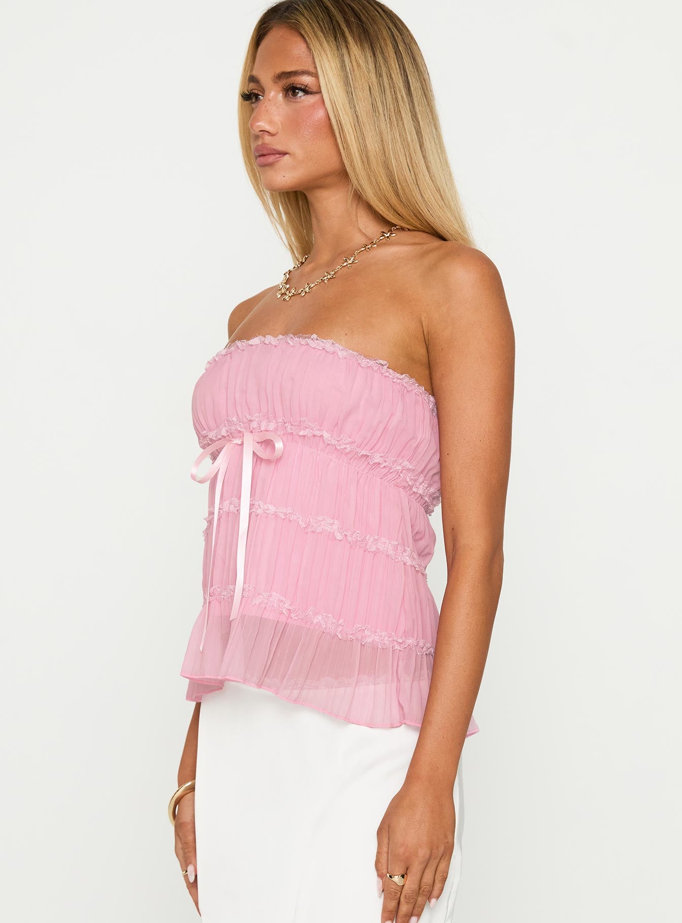 Avelina Strapless Top Pink