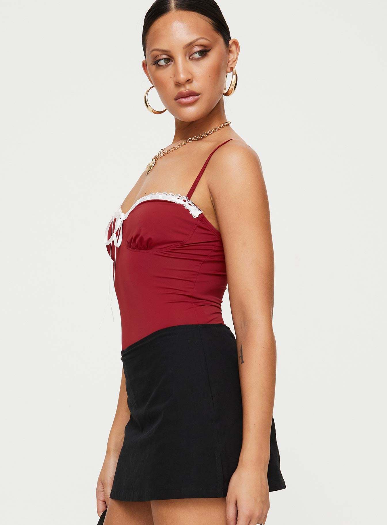 Damsel Bodysuit Burgundy