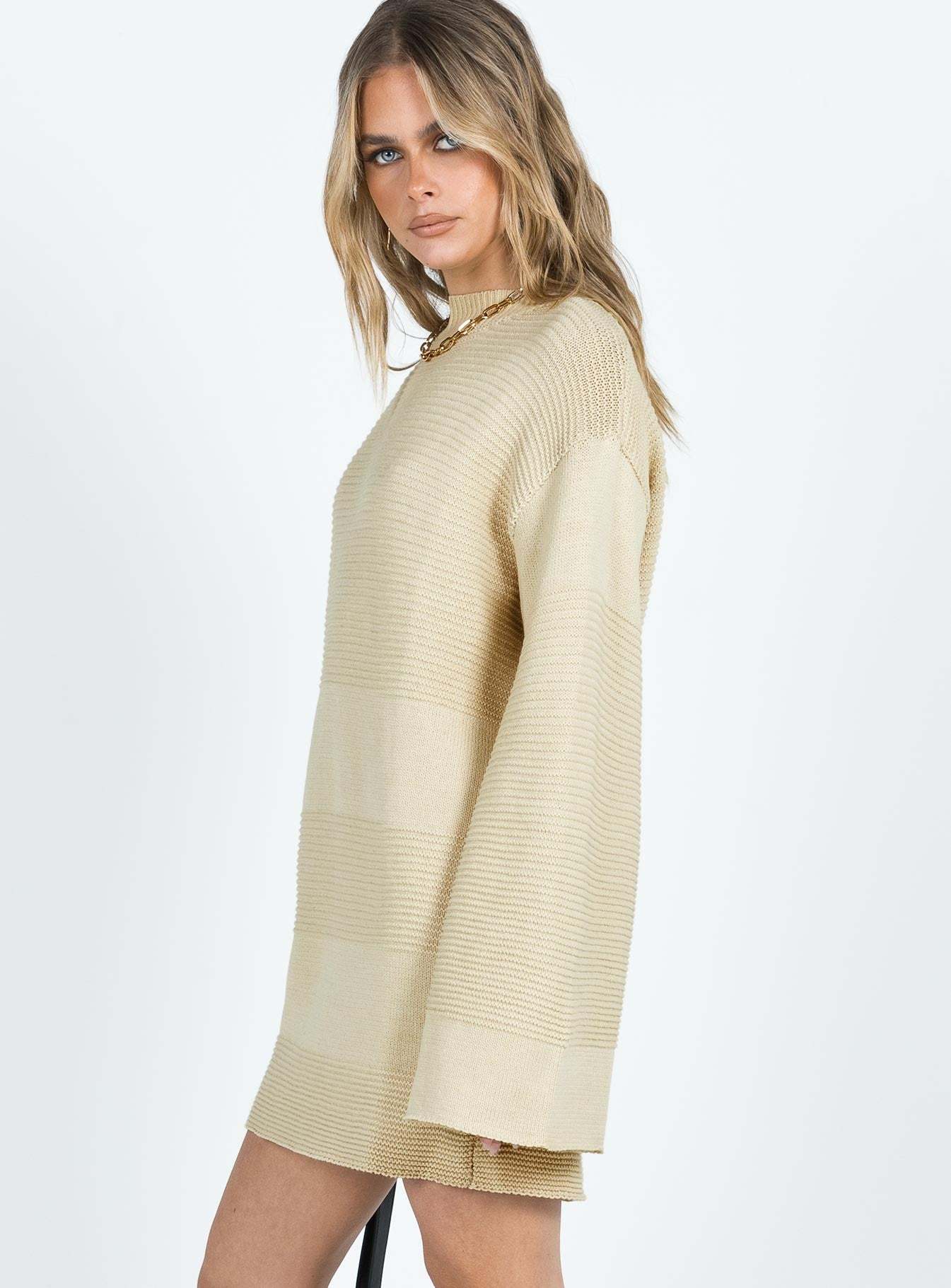 Cheyenne Knit Sweater Dress Beige