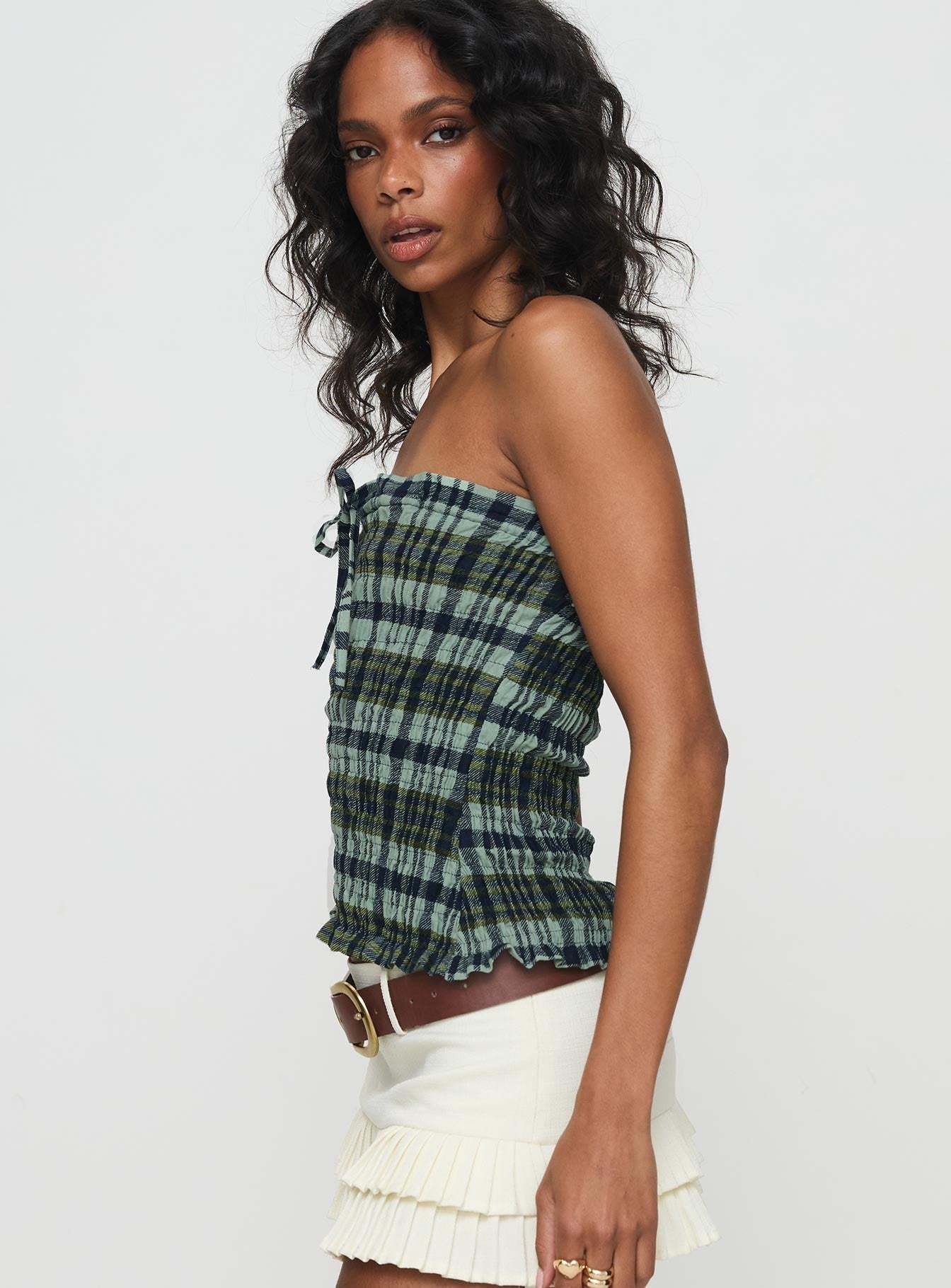 Rigia Top Mono Check Green