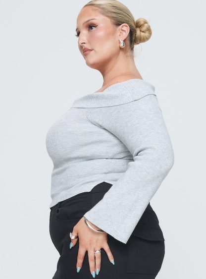 Sina Off The Shoulder Top Grey Curve