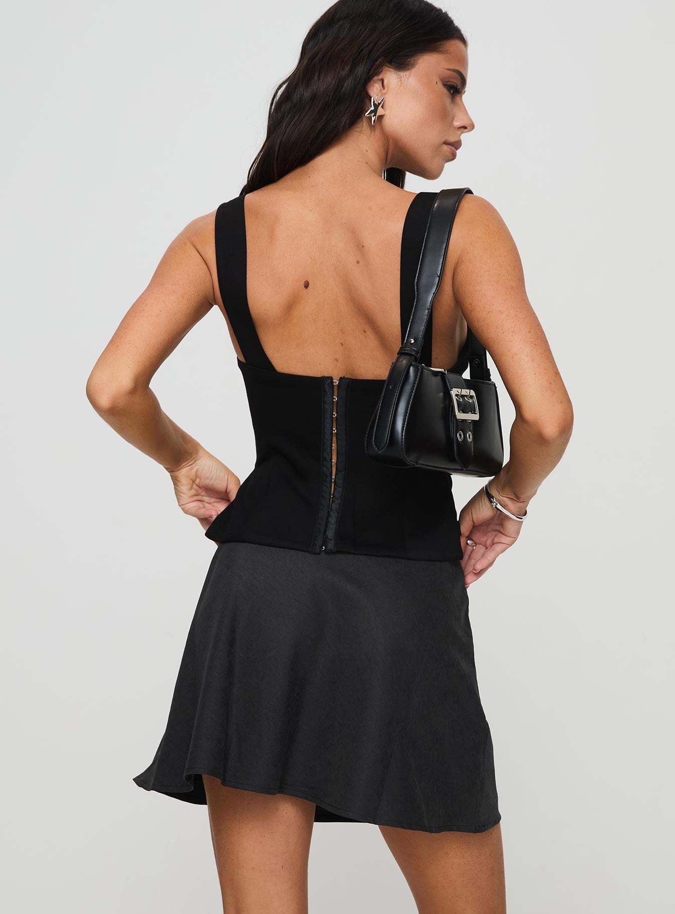 Dapple Bias Mini Skirt Black