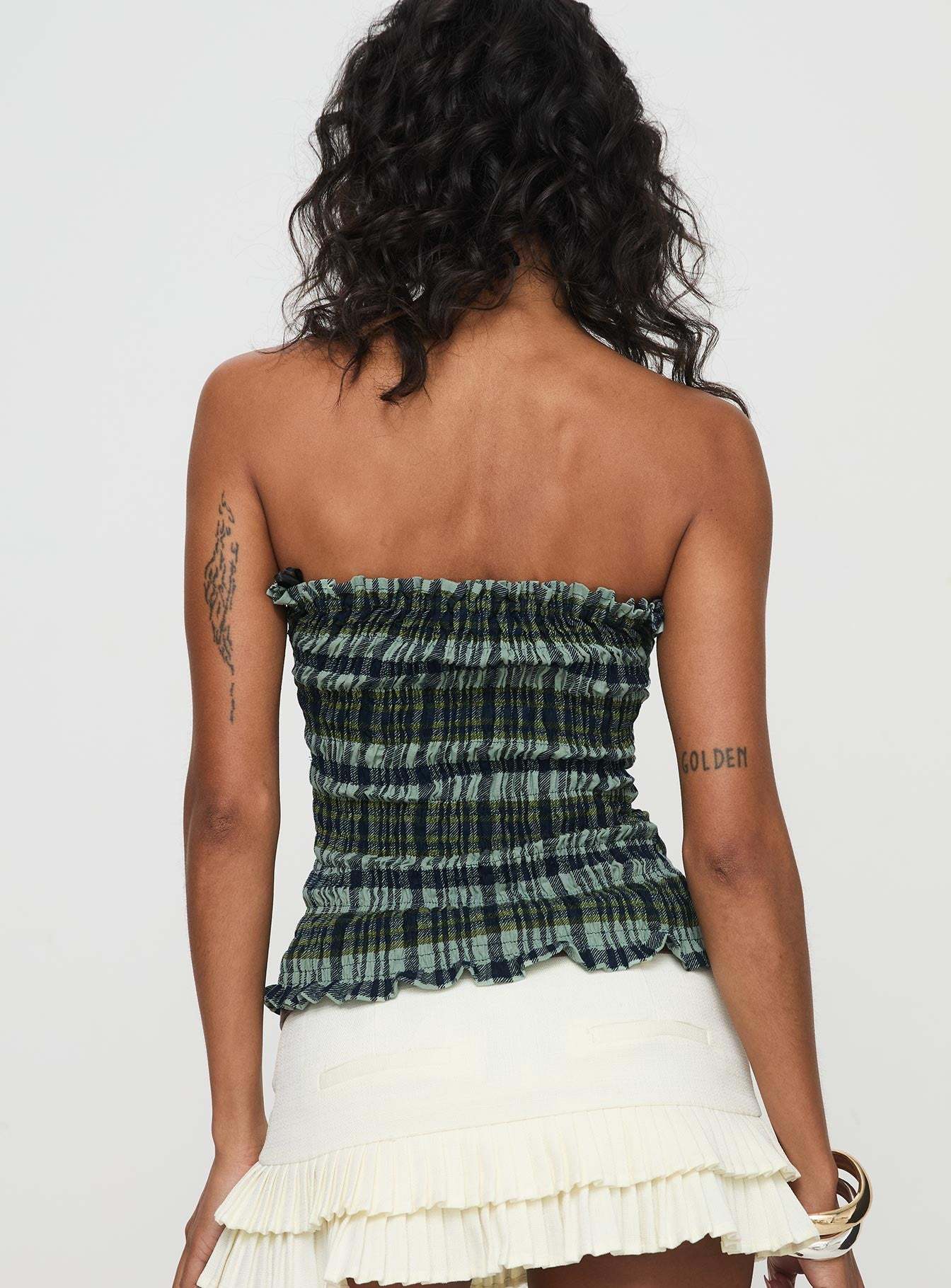 Rigia Top Mono Check Green