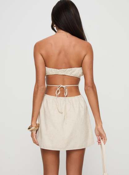 Luvstruck Strapless Mini Dress Beige Tall