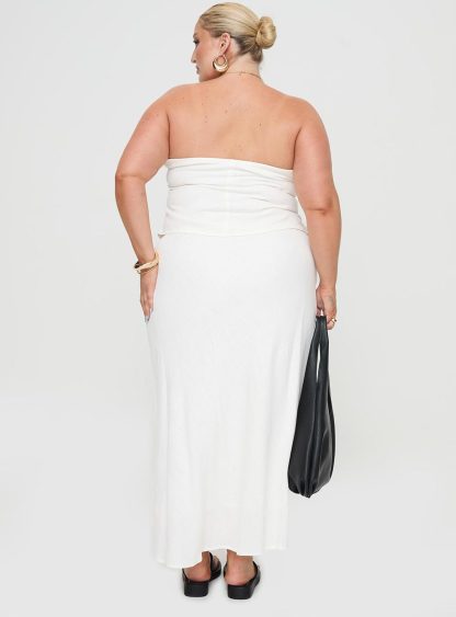 Ermias Linen Blend Midi Skirt White Curve