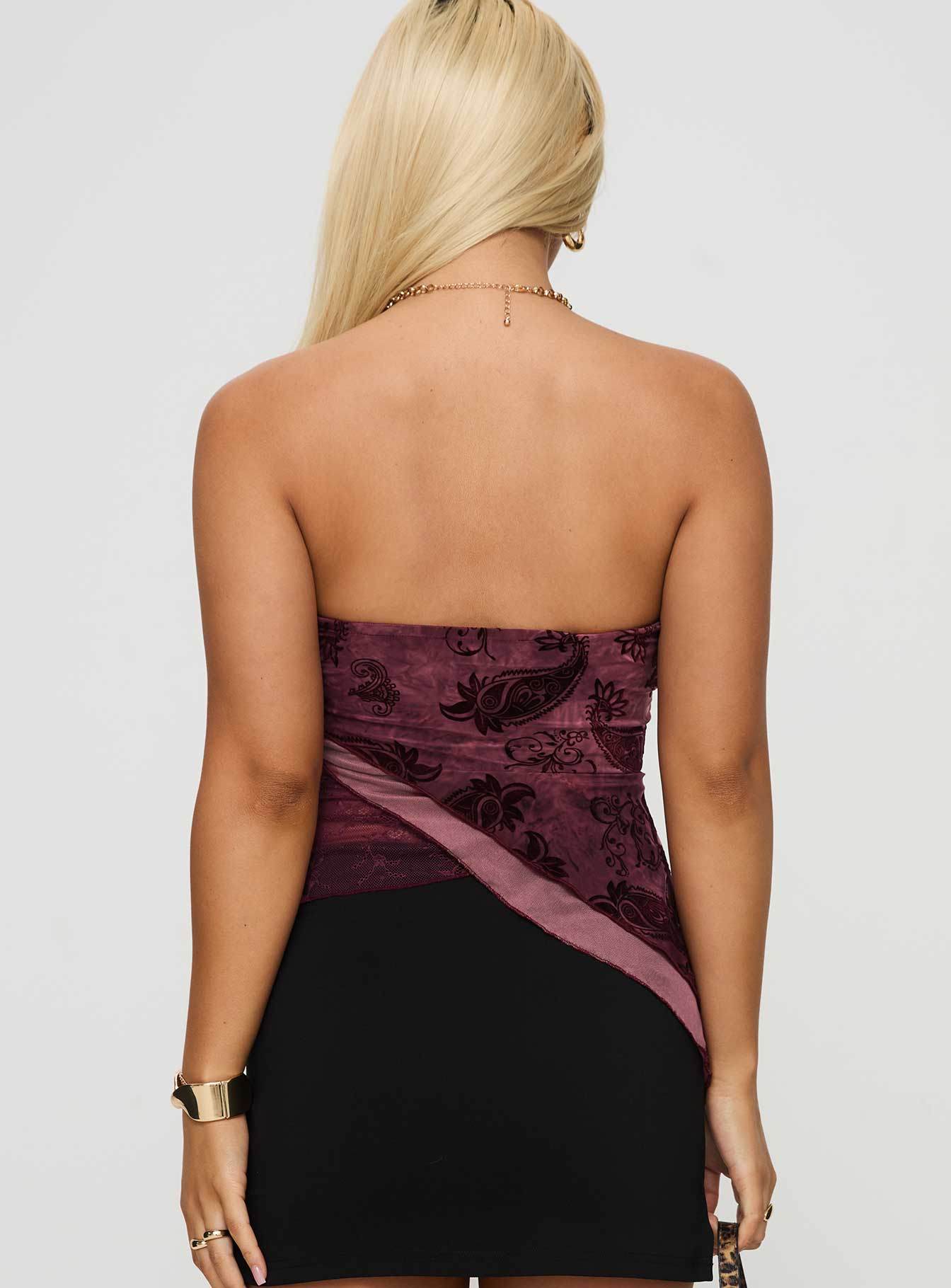 Lourde Strapless Top Wine