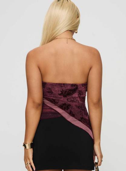 Lourde Strapless Top Wine