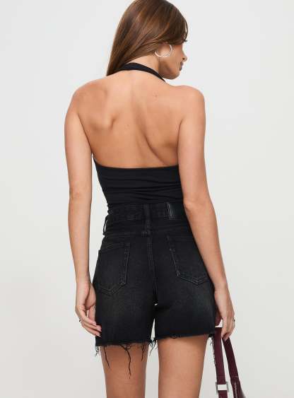 Hayelle Denim Shorts Washed Black