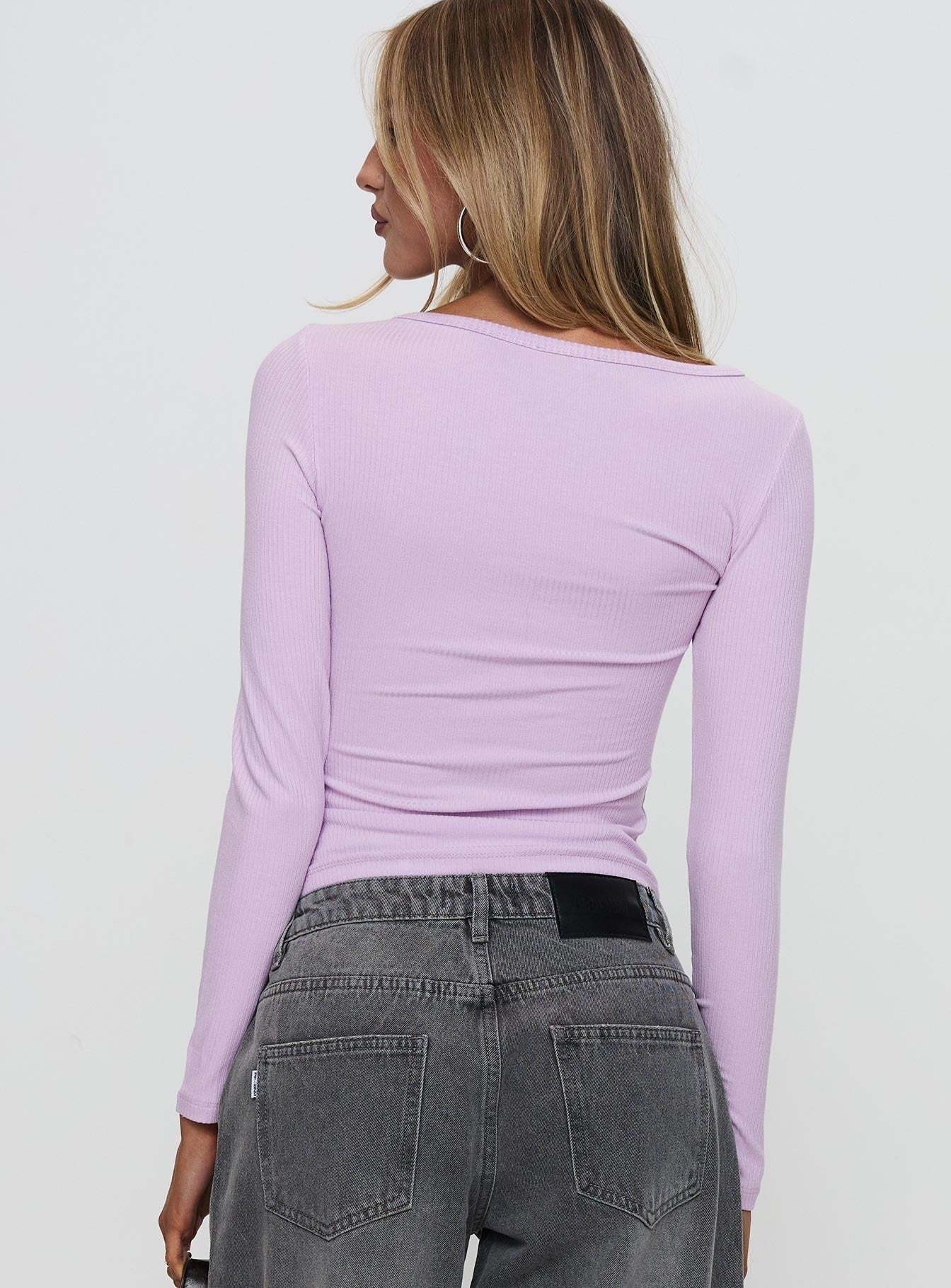 Sadira Long Sleeve Button Up Top Lilac