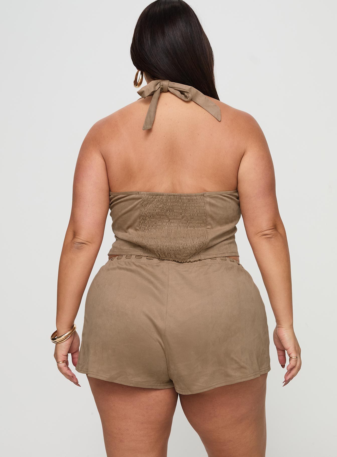 Eternal Youth Faux Suede Short Taupe Curve