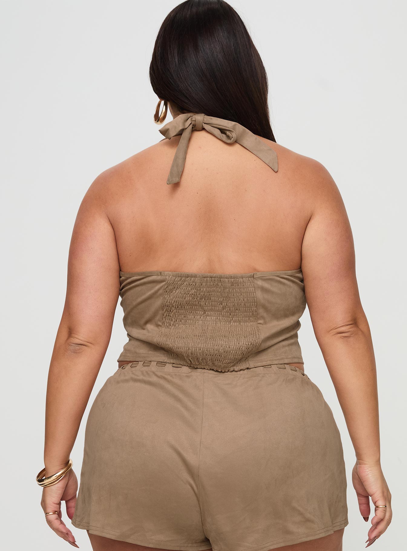 Eternal Youth Faux Suede Top Taupe Curve