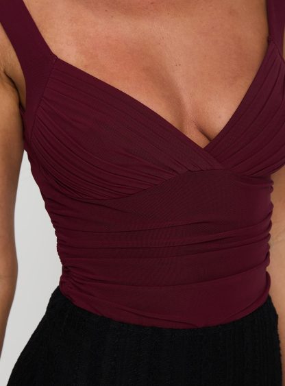 Morgane Mesh Bodysuit Burgundy