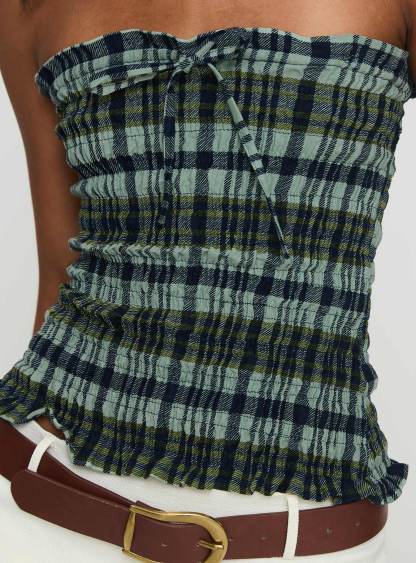 Rigia Top Mono Check Green