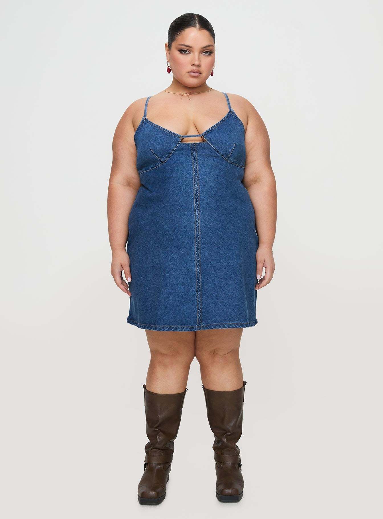 Arwen Denim Mini Dress Blue Curve