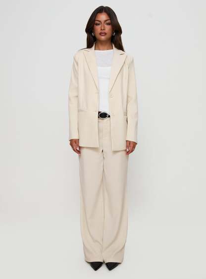 Crowd Pleaser Oversized Blazer Cream