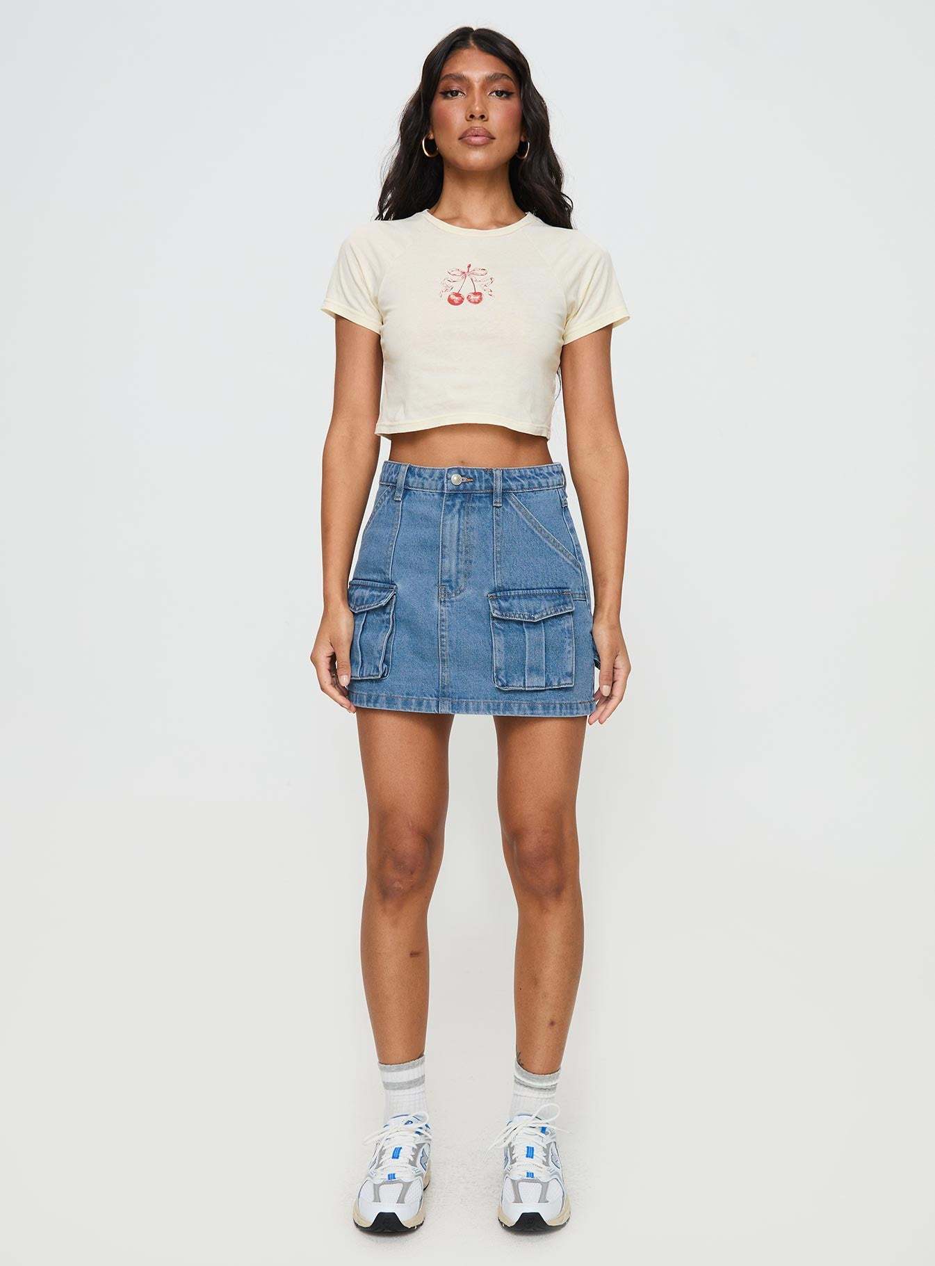 Chillders Denim Mini Skirt Mid Wash Tall