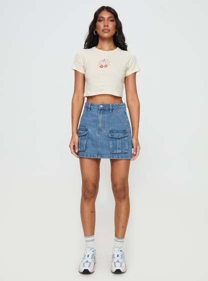 Chillders Denim Mini Skirt Mid Wash Tall