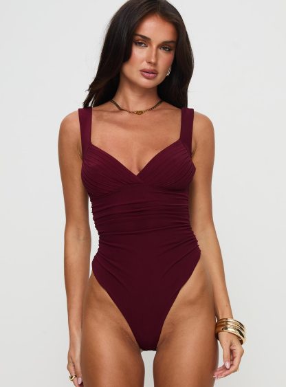 Morgane Mesh Bodysuit Burgundy