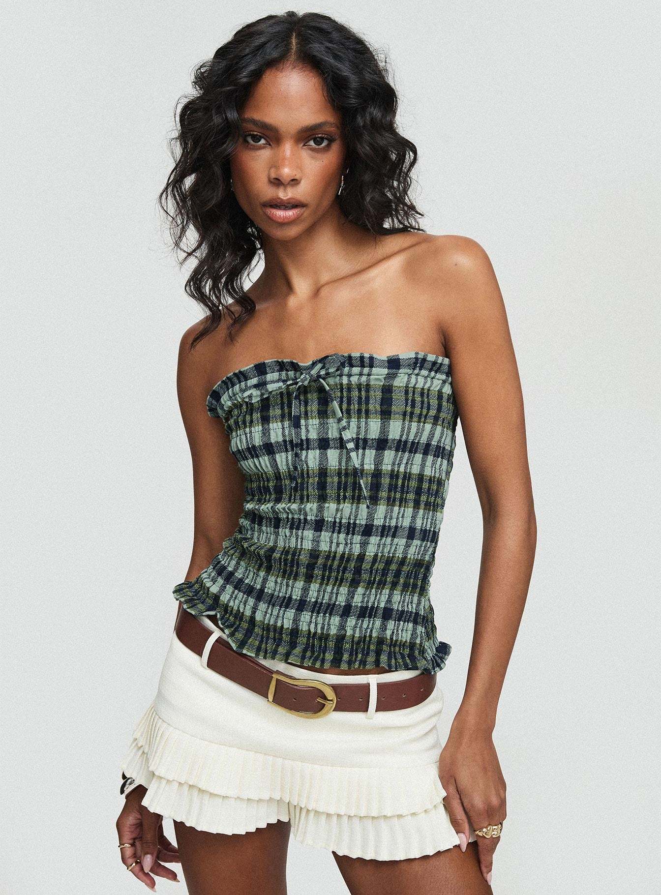 Rigia Top Mono Check Green