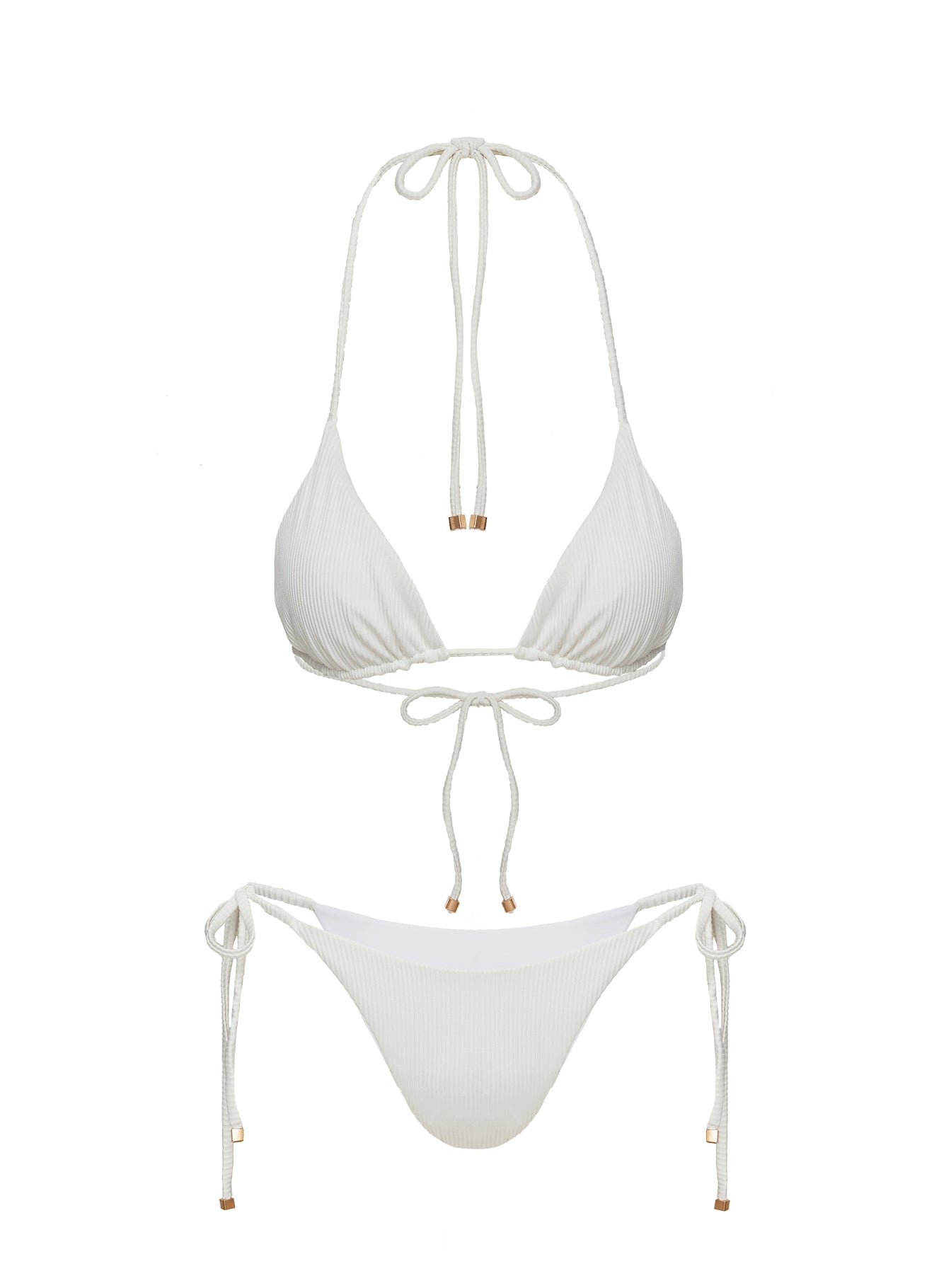 Glora Tie Side Ribbed Bikini Bottom White