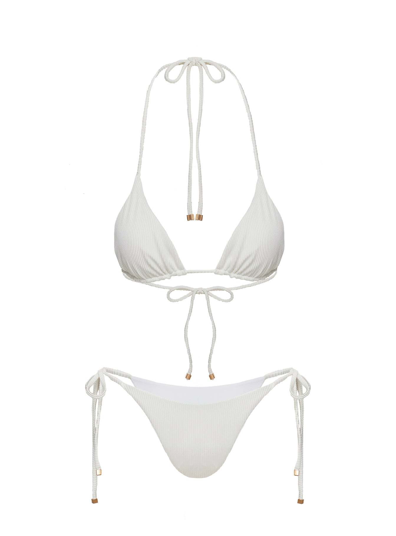 Glora Tie Side Ribbed Bikini Bottom White