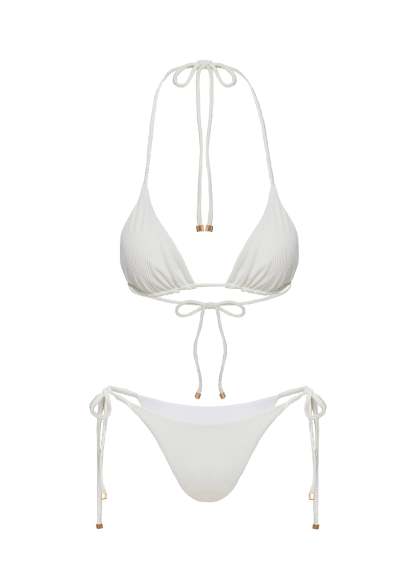 Glora Tie Side Ribbed Bikini Bottom White