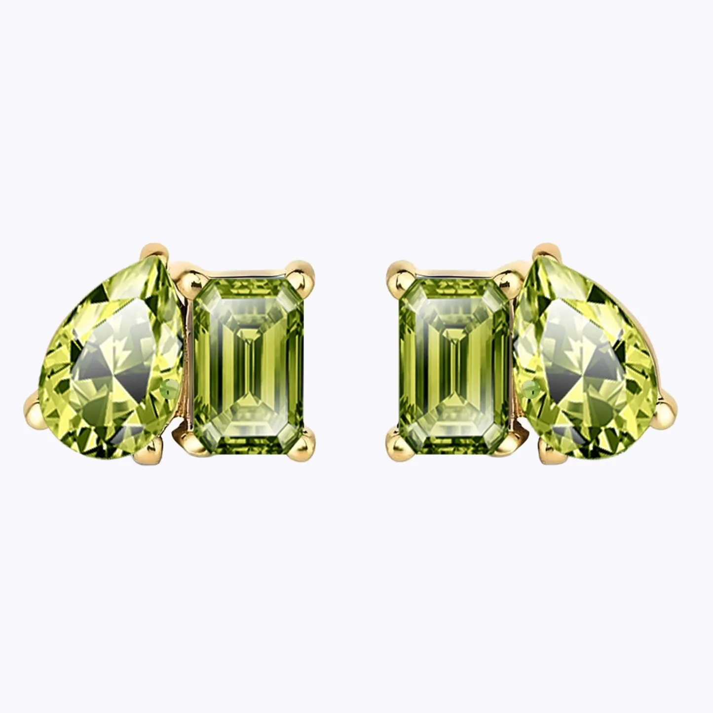 Personalized Toi et Moi Emerald Shape Pear Shape Birthstone Studs