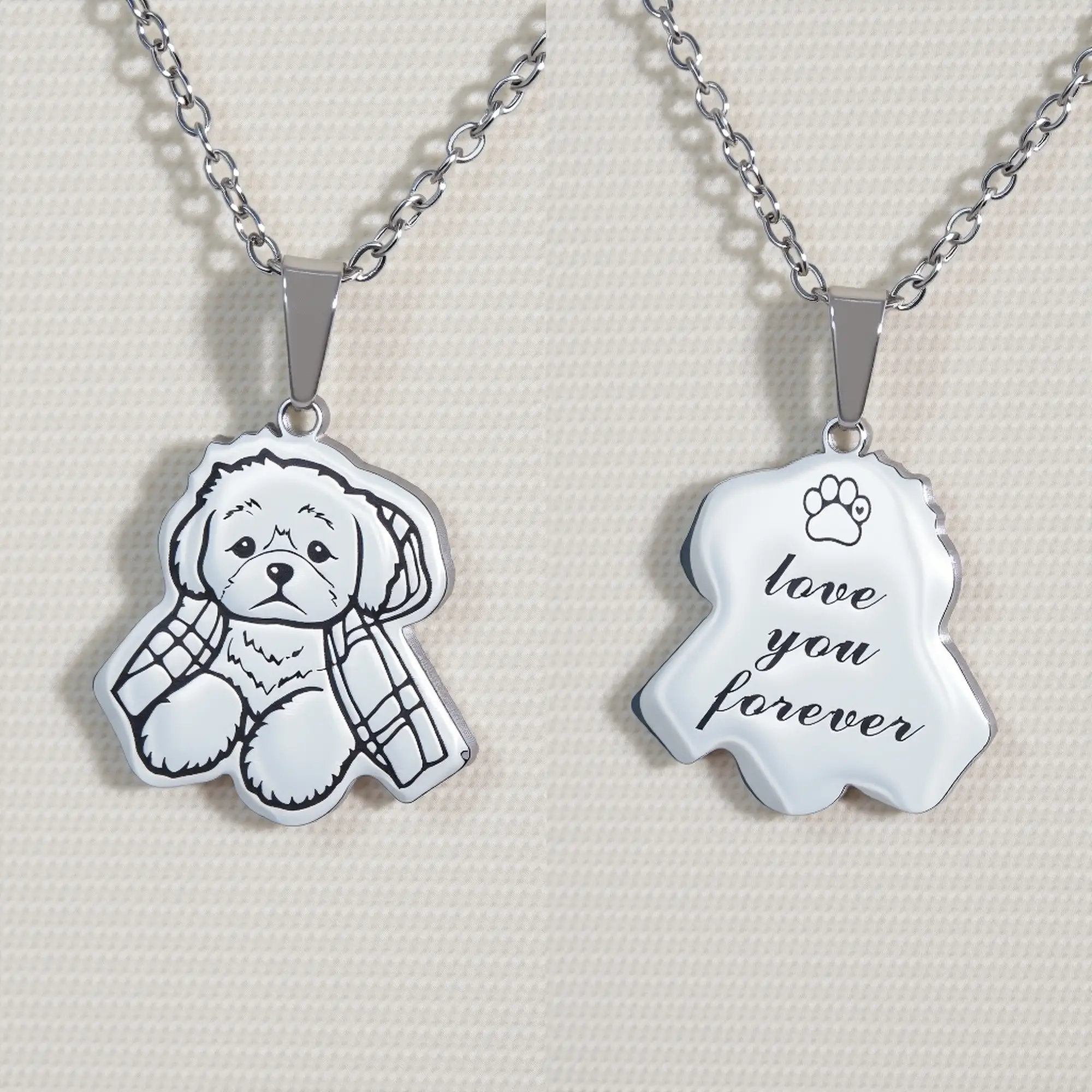 Custom Dog Cat Portrait Pendant Necklace for Pet Lovers