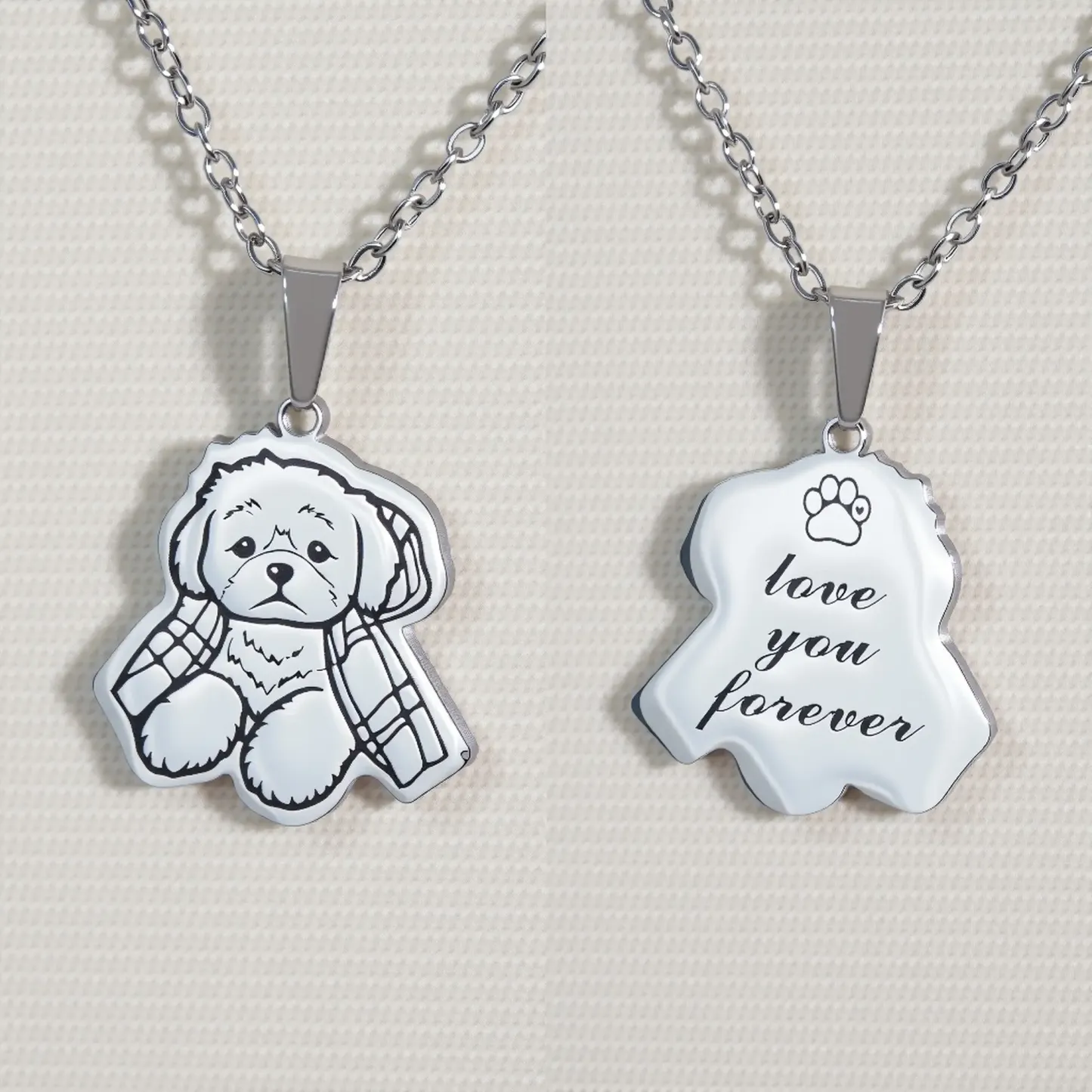 Custom Dog Cat Portrait Pendant Necklace for Pet Lovers