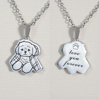 Custom Dog Cat Portrait Pendant Necklace for Pet Lovers