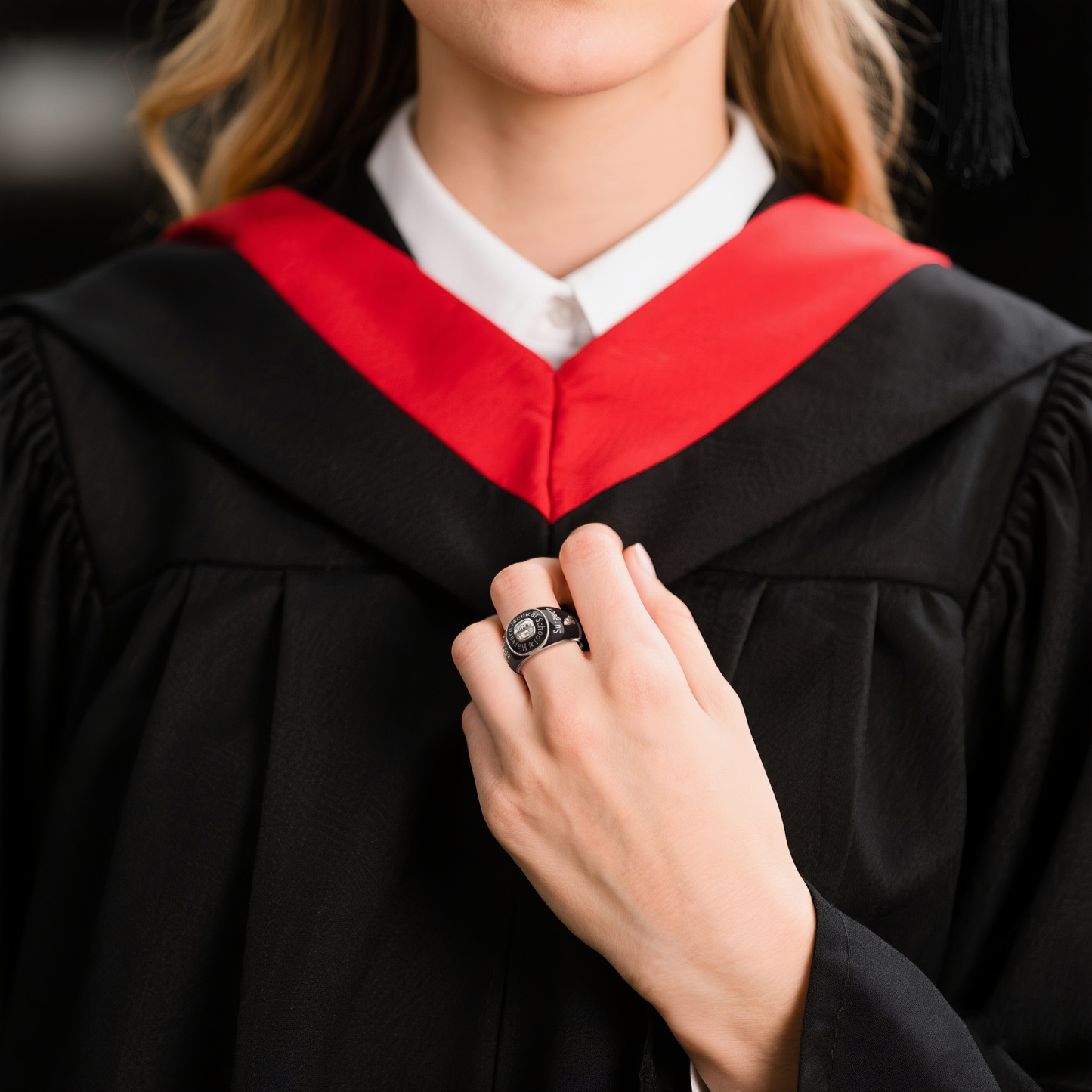 Custom Birthstone Graduation Ring with Engraved School Name-BY PROMISE-